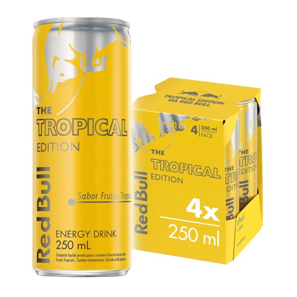 Energético Red Bull Tropical Lata 250 ml com 04 unidades